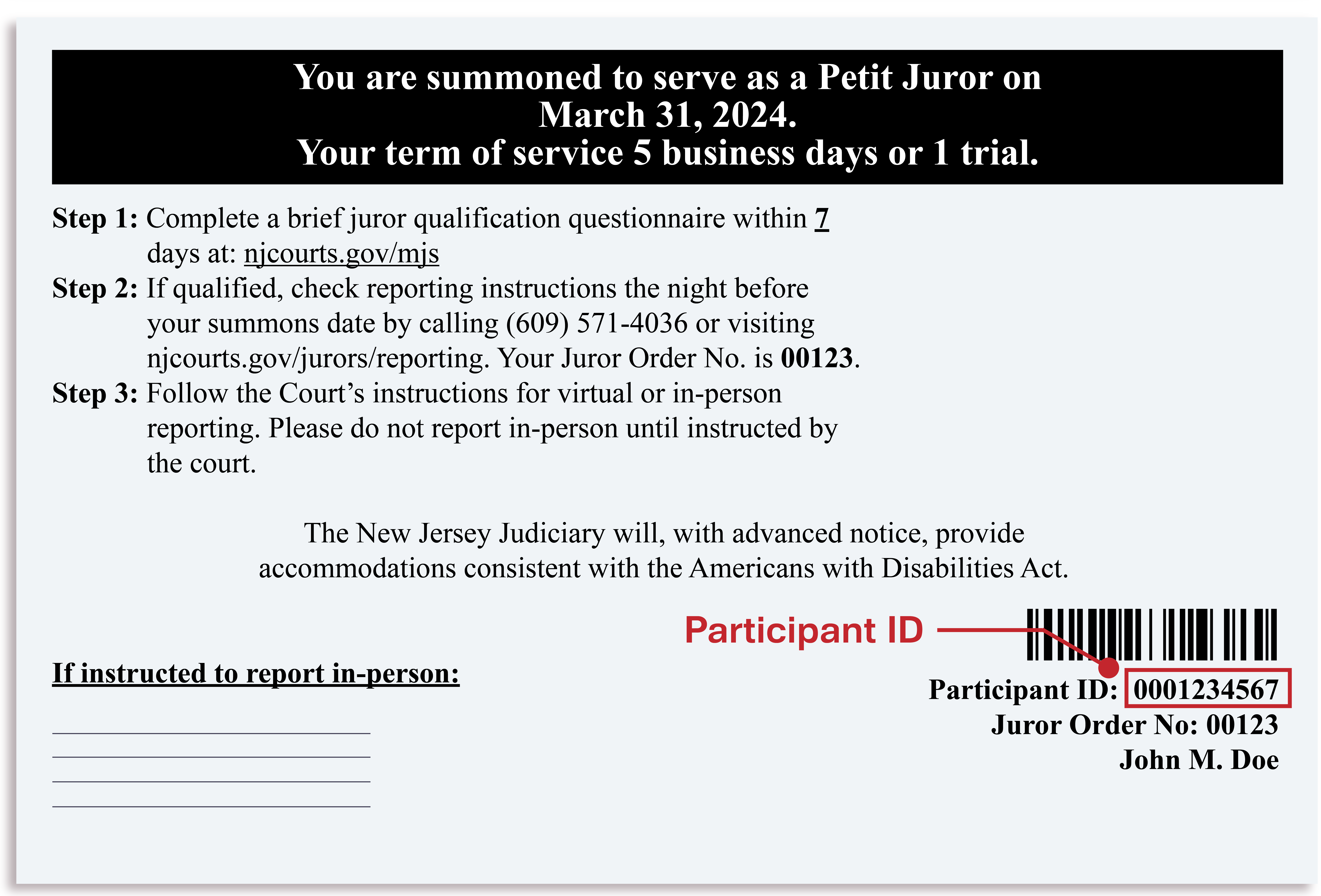 Jury card back