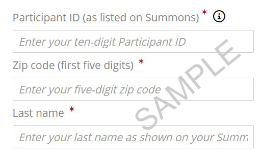 Sample Login for Jurors